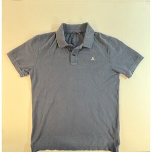 Scalpers Mens Navy Blue Pique Cotton Skull Logo Short Sleeve Polo Shirt Large